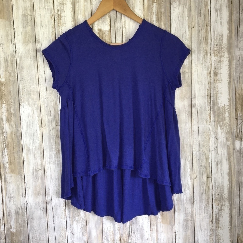We The Free Blue High Low Blouse